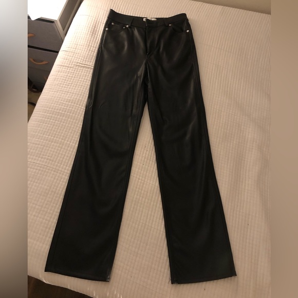 Zara black leather flare pants. Size 6. - Picture 1 of 4